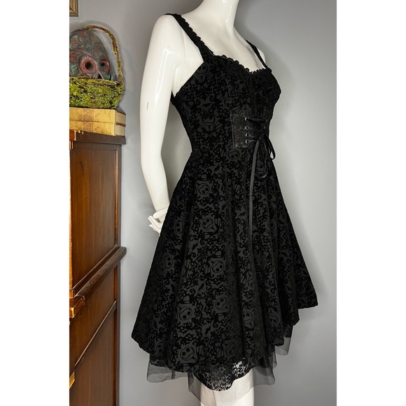 Disney Dresses & Skirts - Disney Nightmare Before Christmas : velvet flocked corset detail dress